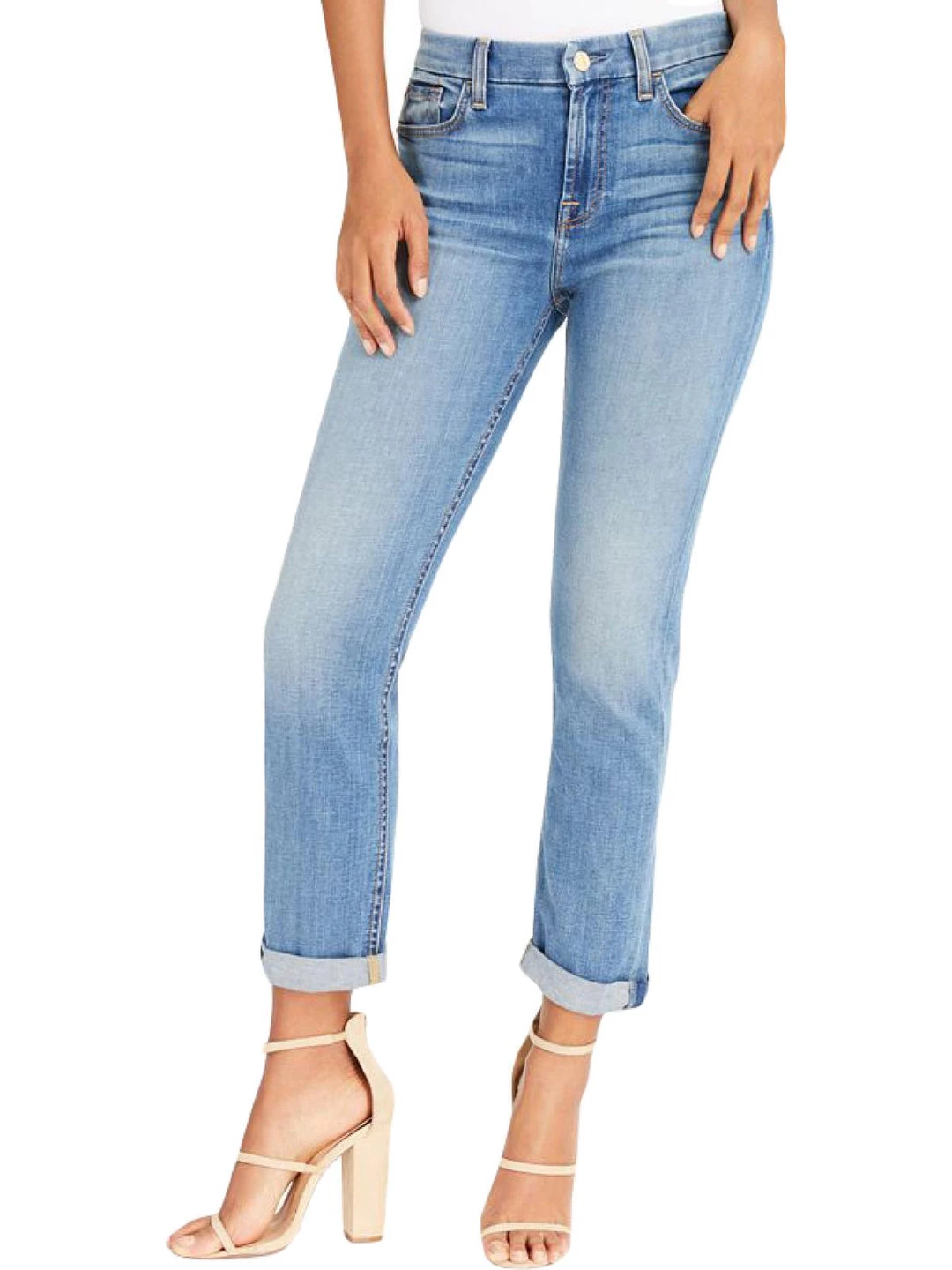 Jen7 by 7 for All Mankind Womens Denim Cropped Straight Leg Jeans