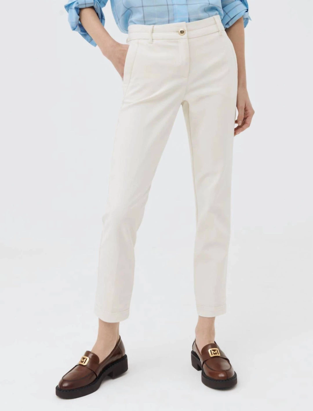 Marella Babele Chinos Slim Ankle Pant In Cream - women