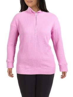 Calvin Klein Performance Plus Womens Waffle Knit Half-Zip Front Sweatshirt