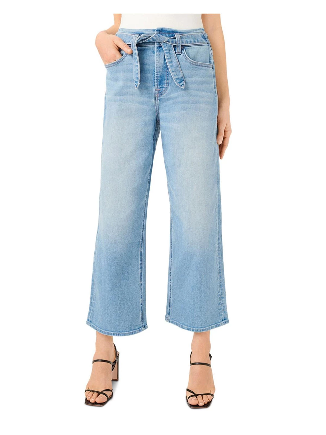 Jen7 by 7 for All Mankind Womens Belted Cropped Wide Leg Jeans