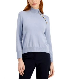Marella Ricola Womens Knit Embellished Mock Turtleneck Sweater