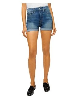 Jen7 by 7 for All Mankind Womens Cuffed Faded Denim Shorts