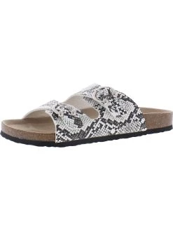 Arizona Jeans Co. Frant Womens Snake Print Buckle Footbed Sandals