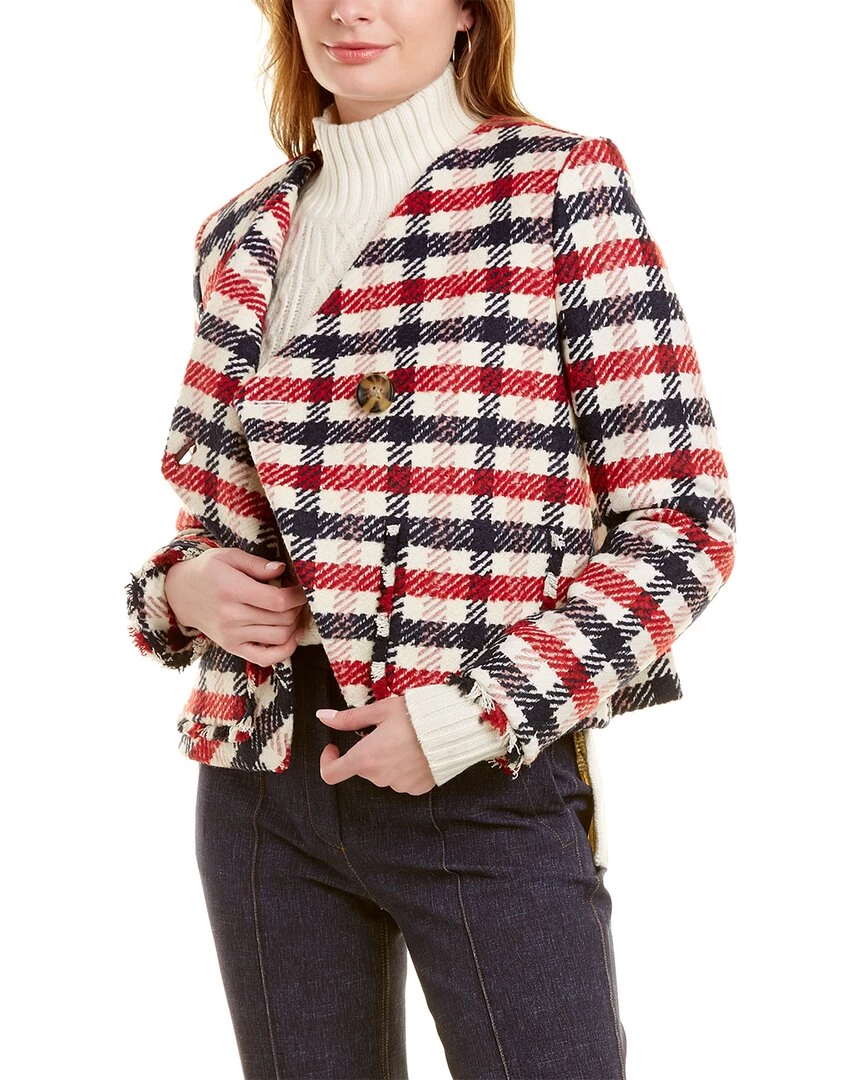 Pearl by Lela Rose Check Wool-Blend Jacket - women