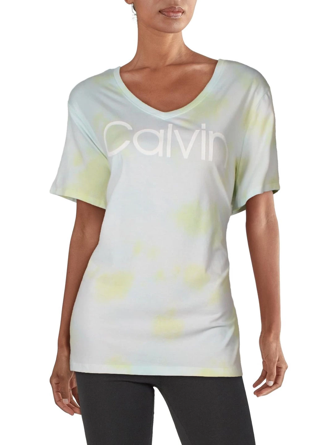 Calvin Klein Performance Plus Womens Logo V Neck Pullover Top - Image 2