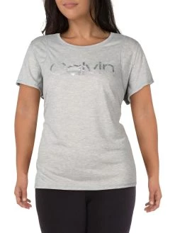 Calvin Klein Performance Plus Womens Logo Jersey Pullover Top