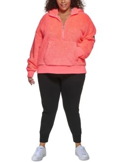 Calvin Klein Performance Plus Womens Front Zip Cozy Sweatshirt