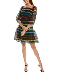 Pearl by Lela Rose Striped Lace Mini Dress - women