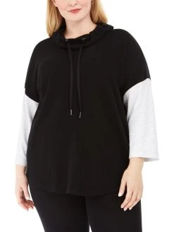 Calvin Klein Performance Plus Womens Cowl Neck Colorblock Top