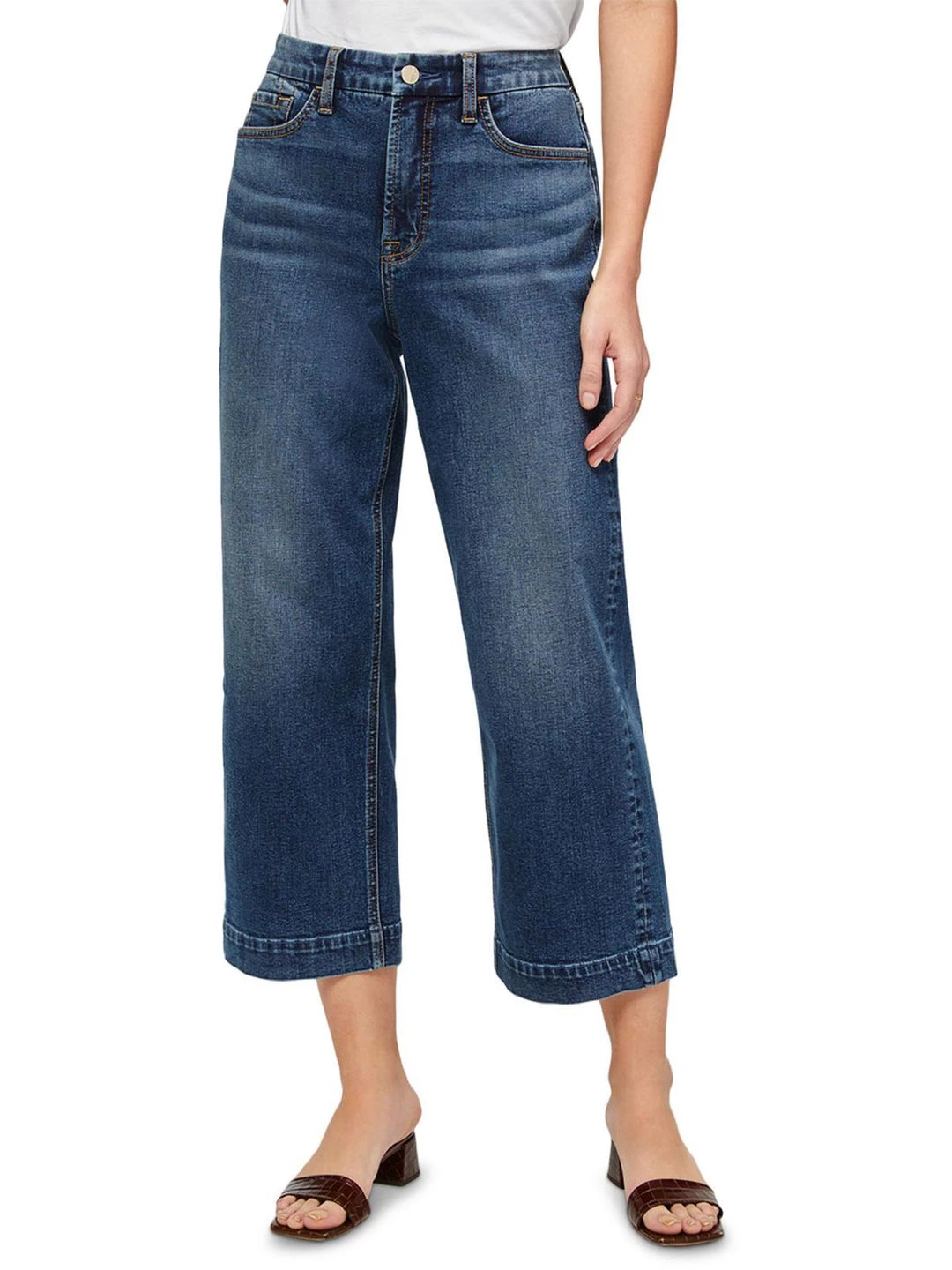 Jen7 by 7 for All Mankind Womens Denim Whisker Wash Wide Leg Jeans