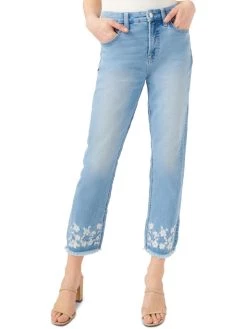Jen7 by 7 for All Mankind Womens Denim Fringe Straight Leg Jeans