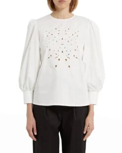 Marella Villa Eyelet Blouse in White - women