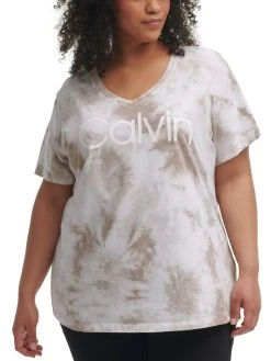 Calvin Klein Performance Plus Womens Logo V Neck Pullover Top