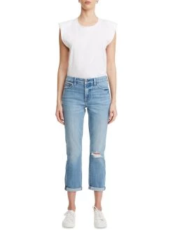 Jen7 by 7 for All Mankind Womens Denim Light Wash Boyfriend Jeans