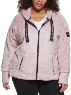 Calvin Klein Performance Plus Womens Hooded Cozy Teddy Coat