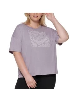 Calvin Klein Performance Plus Womens Ribbed Trim Boat Neck Pullover Top