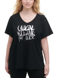 Calvin Klein Performance Plus Womens Foil Logo Pullover Top