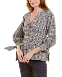 Pearl by Lela Rose Seersucker Plaid Top - women