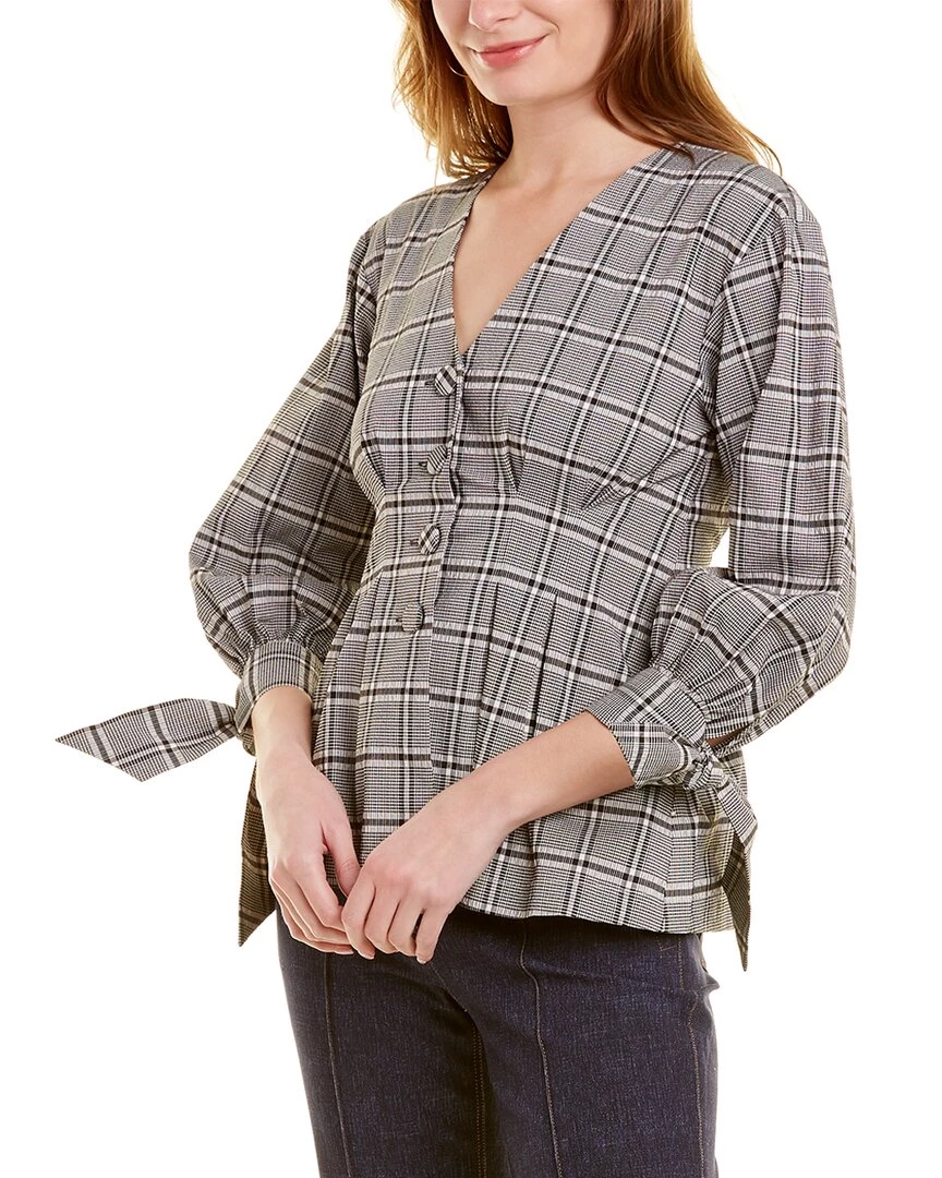 Pearl by Lela Rose Seersucker Plaid Top - women