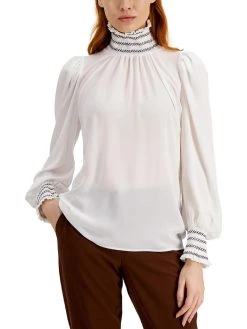 Marella Katai Womens Sheer Smocked Blouse