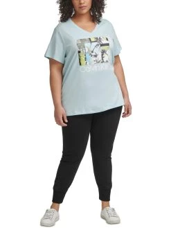 Calvin Klein Performance Womens Graphic V-Neck Shirts & Tops